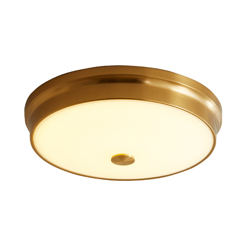 12.5"/16" Dia Antiqued Gold LED Flush Mount Simplicity White Glass Bowl/Round Ceiling Light for Bedroom Clearhalo 'Ceiling Lights' 'Close To Ceiling Lights' 'Close to ceiling' 'Flush mount' Lighting' 1972204