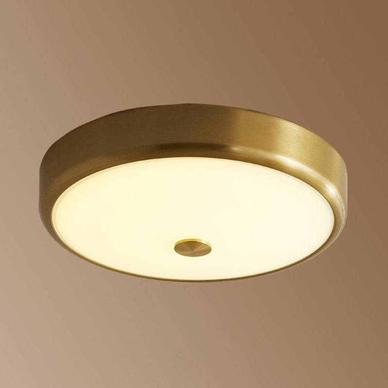 12.5"/16" Dia Antiqued Gold LED Flush Mount Simplicity White Glass Bowl/Round Ceiling Light for Bedroom Clearhalo 'Ceiling Lights' 'Close To Ceiling Lights' 'Close to ceiling' 'Flush mount' Lighting' 1972210
