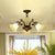 Frosted Glass Morning Glory Chandelier Farmhouse 3/6/8 Lights Living Room Ceiling Pendant in Black/White 3 White Clearhalo 'Ceiling Lights' 'Close To Ceiling Lights' 'Close to ceiling' 'Glass shade' 'Glass' 'Pendant Lights' 'Semi-flushmount' Lighting' 1972245