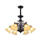 Frosted Glass Morning Glory Chandelier Farmhouse 3/6/8 Lights Living Room Ceiling Pendant in Black/White Clearhalo 'Ceiling Lights' 'Close To Ceiling Lights' 'Close to ceiling' 'Glass shade' 'Glass' 'Pendant Lights' 'Semi-flushmount' Lighting' 1972256
