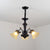 Frosted Glass Morning Glory Chandelier Farmhouse 3/6/8 Lights Living Room Ceiling Pendant in Black/White 3 Black Clearhalo 'Ceiling Lights' 'Close To Ceiling Lights' 'Close to ceiling' 'Glass shade' 'Glass' 'Pendant Lights' 'Semi-flushmount' Lighting' 1972258