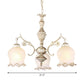 3 Lights Rose Down Chandelier Vintage Antique Bronze/Distressed White Cream Glass Suspension Pendant for Bedroom Clearhalo 'Ceiling Lights' 'Chandeliers' Lighting' options 1972359