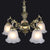 Bronze Floral Down Chandelier Lighting Vintage Frosted Glass 5-Bulb Dining Room Drop Lamp Bronze Clearhalo 'Ceiling Lights' 'Chandeliers' Lighting' options 1972375_48d65f33-8a90-427d-833f-d27ae7452191