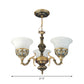 3-Light Hanging Chandelier Traditional Restaurant Pendant Lamp with Flared Alabaster Glass Shade in Bronze Clearhalo 'Ceiling Lights' 'Chandeliers' Lighting' options 1972381