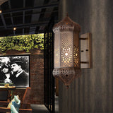 Antiqued Brass Hollow-out Wall Light Turkish Iron 1 Bulb Living Room Lantern Wall Sconce Clearhalo 'Wall Lamps & Sconces' 'Wall Lights' Lighting' 1972401