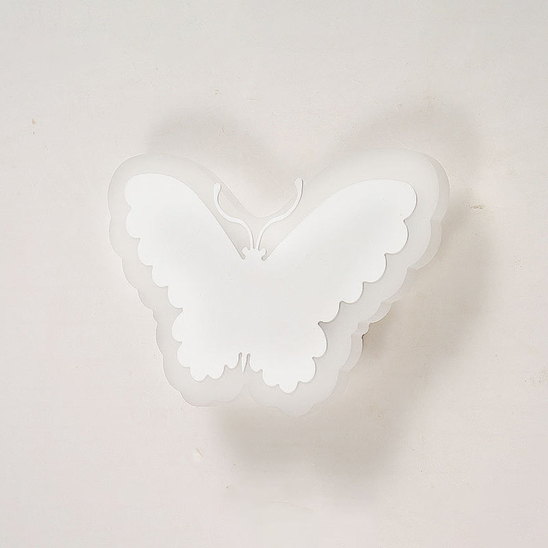 Cartoon Apple/Leaf/Cat Small Wall Light Acrylic Children Bedroom LED Flush Mount Wall Sconce in White Clearhalo 'Modern wall lights' 'Modern' 'Wall Lamps & Sconces' 'Wall Lights' Lighting' 1972516