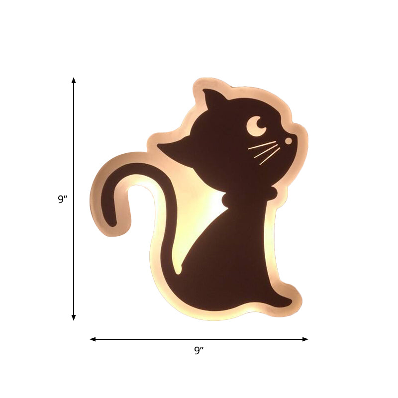 Cartoon Apple/Leaf/Cat Small Wall Light Acrylic Children Bedroom LED Flush Mount Wall Sconce in White Clearhalo 'Modern wall lights' 'Modern' 'Wall Lamps & Sconces' 'Wall Lights' Lighting' 1972527