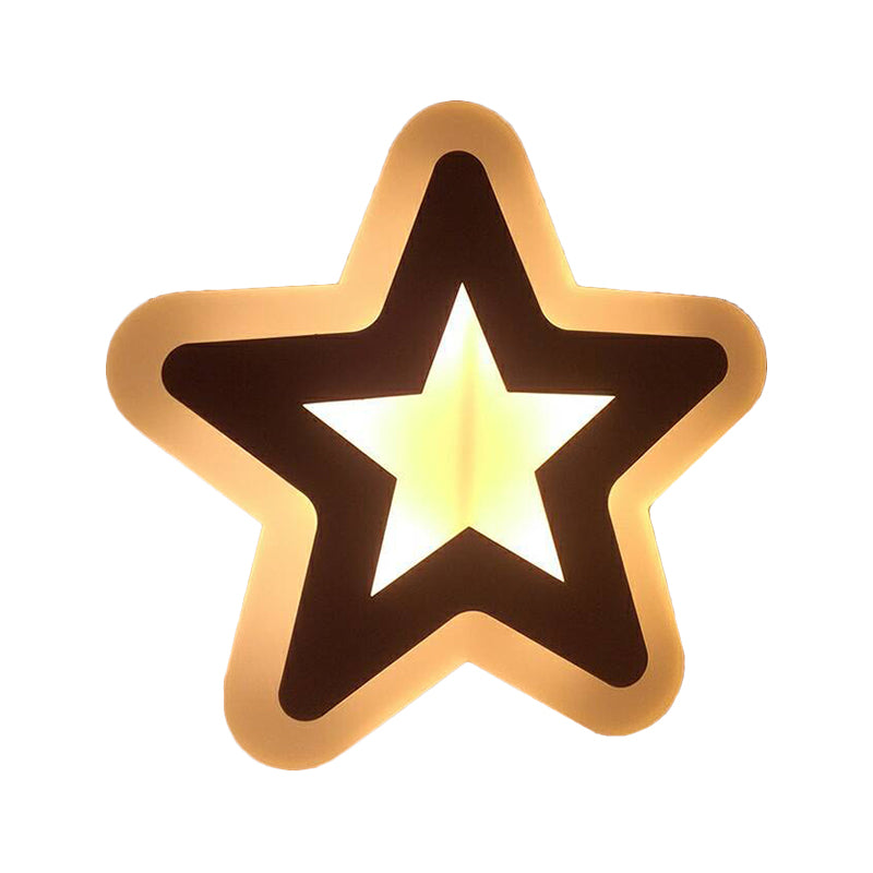 Cartoon Apple/Leaf/Cat Small Wall Light Acrylic Children Bedroom LED Flush Mount Wall Sconce in White White D Clearhalo 'Modern wall lights' 'Modern' 'Wall Lamps & Sconces' 'Wall Lights' Lighting' 1972528