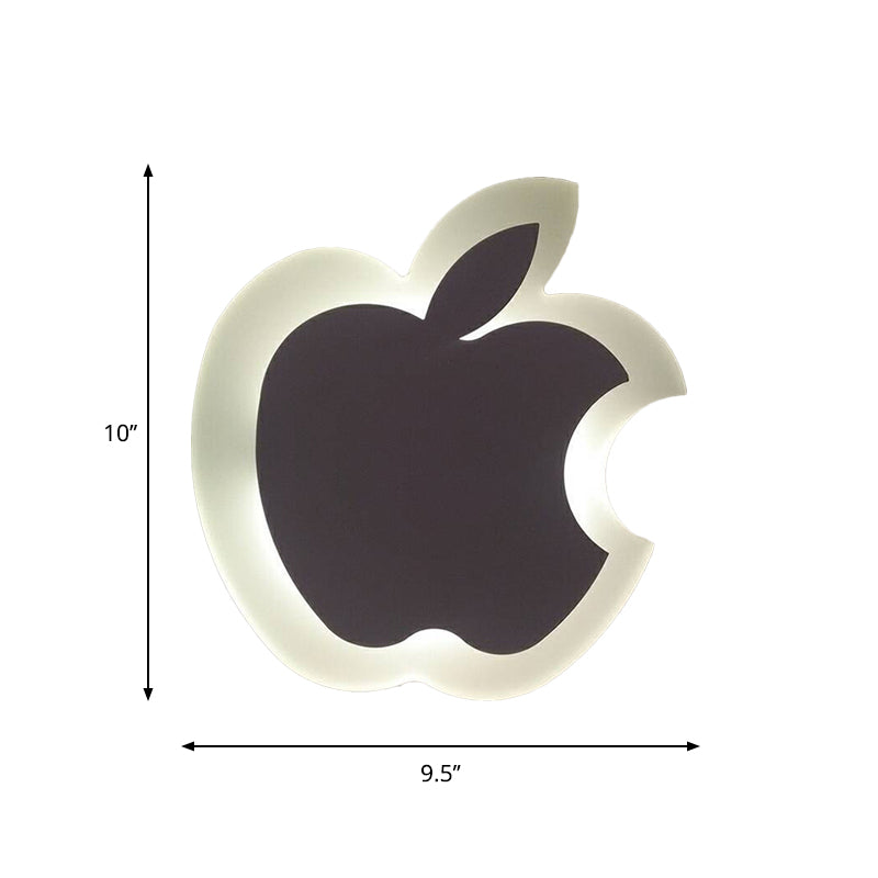 Cartoon Apple/Leaf/Cat Small Wall Light Acrylic Children Bedroom LED Flush Mount Wall Sconce in White Clearhalo 'Modern wall lights' 'Modern' 'Wall Lamps & Sconces' 'Wall Lights' Lighting' 1972533