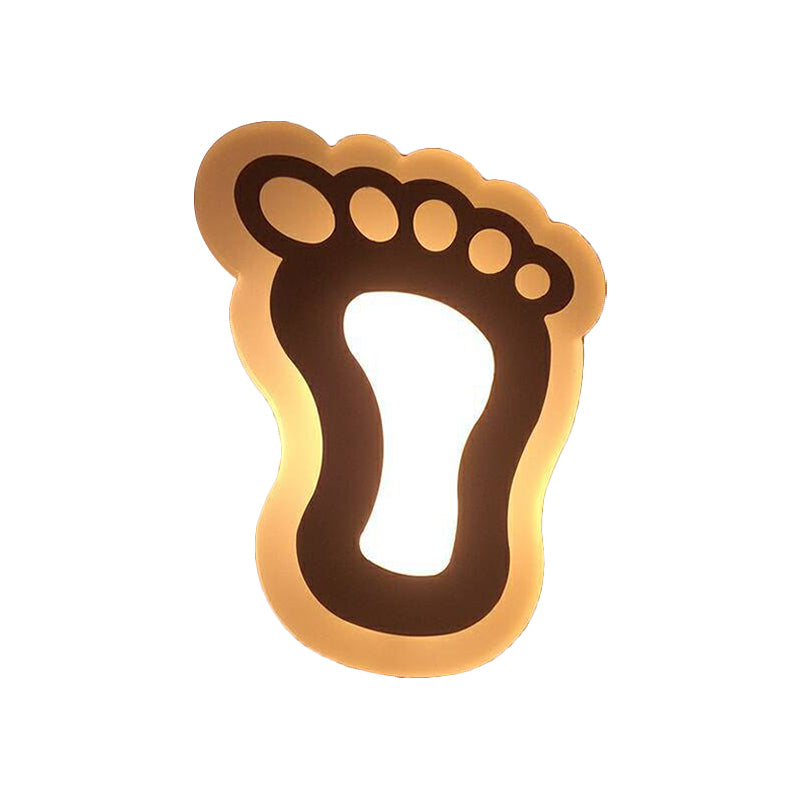 Cartoon Apple/Leaf/Cat Small Wall Light Acrylic Children Bedroom LED Flush Mount Wall Sconce in White White F Clearhalo 'Modern wall lights' 'Modern' 'Wall Lamps & Sconces' 'Wall Lights' Lighting' 1972534