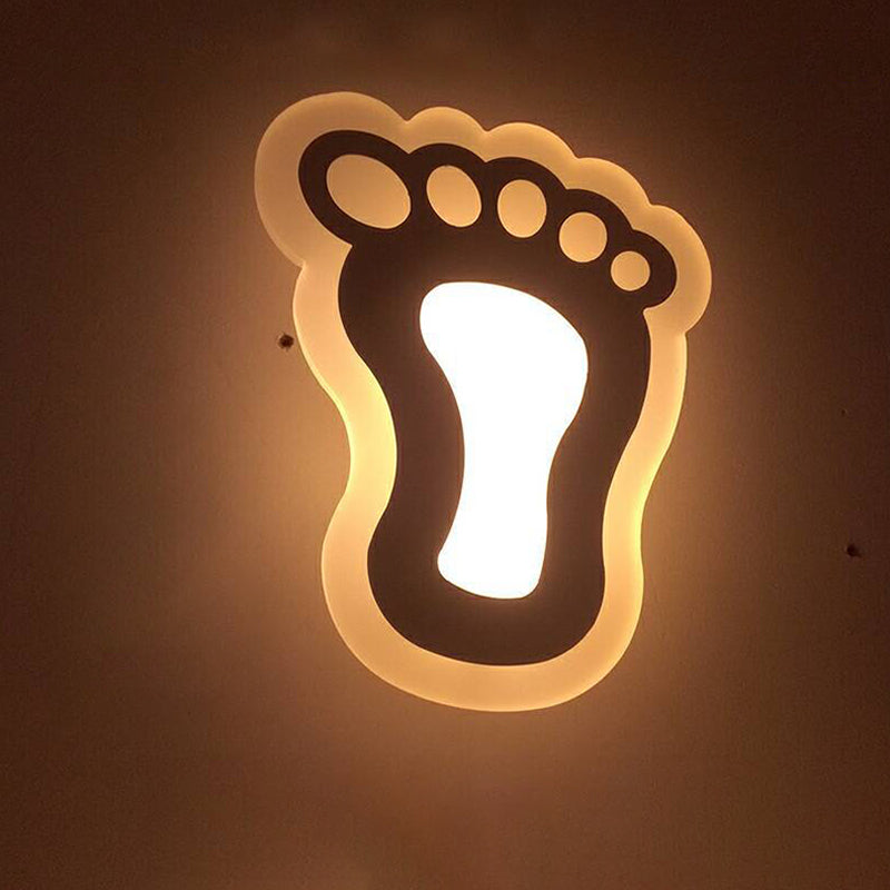 Cartoon Apple/Leaf/Cat Small Wall Light Acrylic Children Bedroom LED Flush Mount Wall Sconce in White Clearhalo 'Modern wall lights' 'Modern' 'Wall Lamps & Sconces' 'Wall Lights' Lighting' 1972535