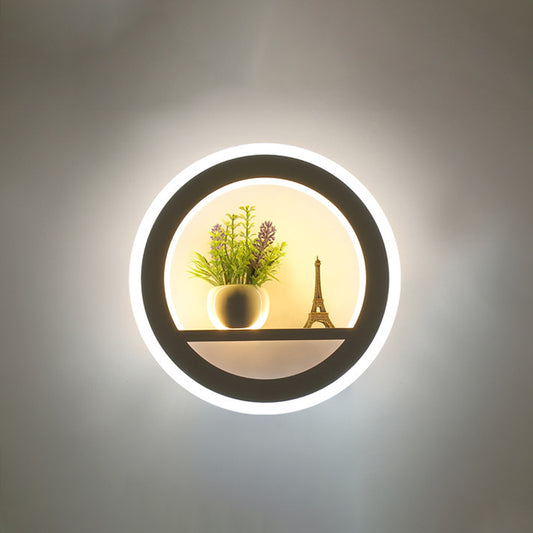 Nordic LED Wall Light Sconce Black Round/Elephant/Giraffe Ultrathin Wall Mounted Lamp with Acrylic Shade in Warm/White Light Clearhalo 'Modern wall lights' 'Modern' 'Wall Lamps & Sconces' 'Wall Lights' Lighting' 1972557