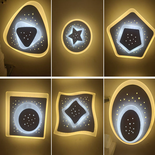 Triangle/Rhombus/Star Thin Sconce Light Modern Acrylic Bedroom LED Starry Flush Mount Wall Light in White Clearhalo 'Modern wall lights' 'Modern' 'Wall Lamps & Sconces' 'Wall Lights' Lighting' 1972560
