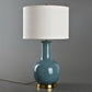 Drum Night Stand Light Modern Fabric 1 Head Living Room Table Lamp with Vase Ceramic Base in White/Red/Blue Clearhalo 'Lamps' 'Table Lamps' Lighting' 1972701
