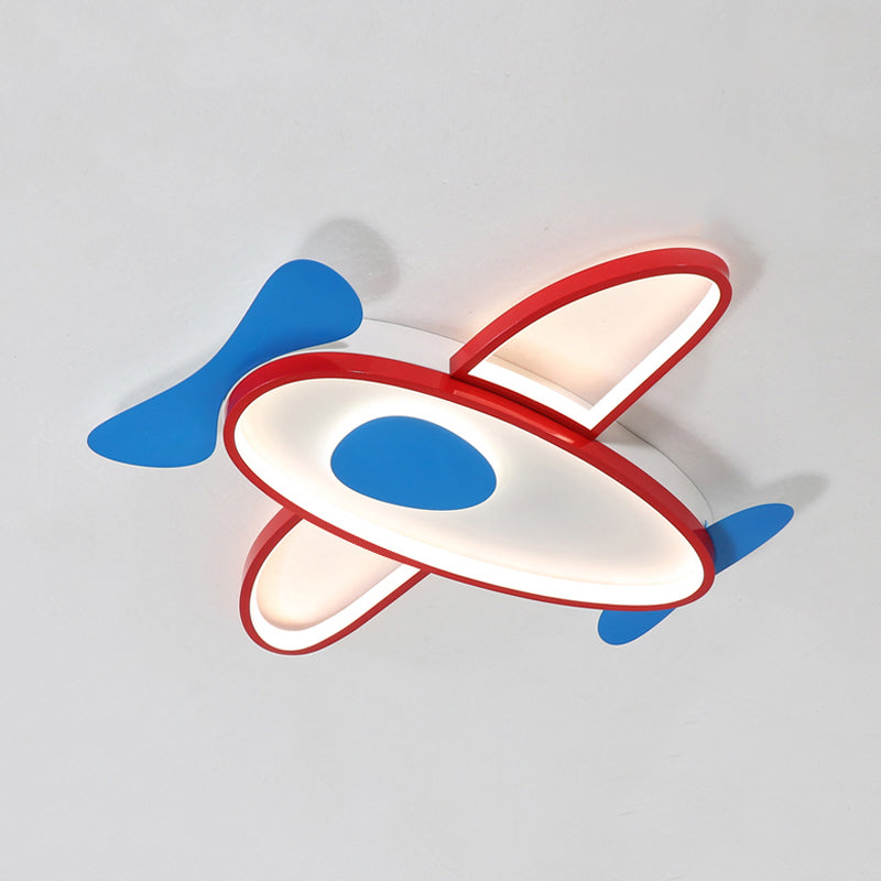 Child Bedroom Propeller Plane Ceiling Light Acrylic Cartoon LED Ceiling Mount Light in Red&Blue Clearhalo 'Ceiling Lights' 'Close To Ceiling Lights' 'Close to ceiling' 'Flush mount' Lighting' 197271