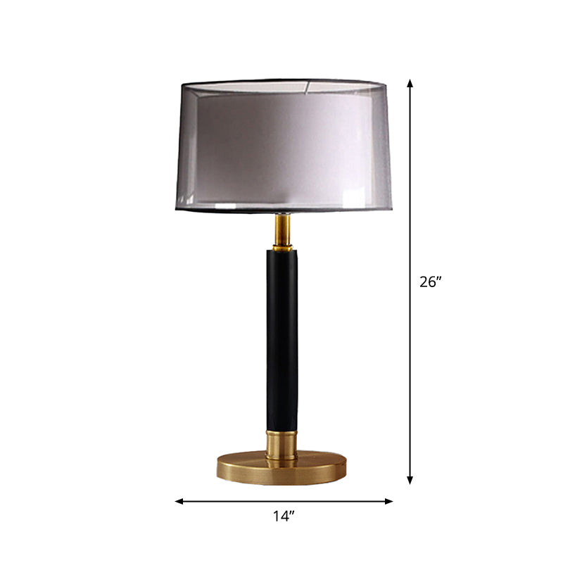Double Drum Shade Night Light Modern Fabric 6-Bulb Living Room Table Lamp in Black Clearhalo 'Lamps' 'Table Lamps' Lighting' 1972744