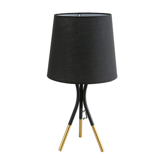 Conical Fabric 3-Leg Table Lamp Nordic 1 Bulb Black/White and Gold Night Stand Light for Bedroom Clearhalo 'Lamps' 'Table Lamps' Lighting' 1972763