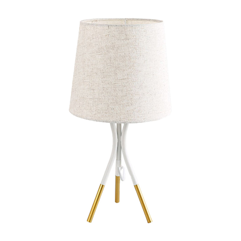 Conical Fabric 3-Leg Table Lamp Nordic 1 Bulb Black/White and Gold Night Stand Light for Bedroom Clearhalo 'Lamps' 'Table Lamps' Lighting' 1972768