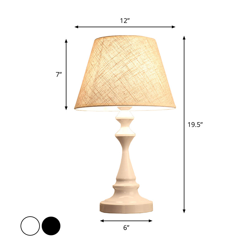 Nordic Empire Shade Night Lamp Fabric 1-Light Living Room Table Light with Cylinder/Teardrop Base in Black/White Clearhalo 'Lamps' 'Table Lamps' Lighting' 1972783
