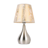 Tapered Table Light Modern Fabric Single Nickel Nightstand Lamp with Cloud/Geometric/Flower Pattern Clearhalo 'Lamps' 'Table Lamps' Lighting' 1972810