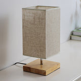 Round/Square Fabric Nightstand Light Nordic 1 Bulb Flaxen Table Lamp with Black/Wood Base for Bedroom Clearhalo 'Lamps' 'Table Lamps' Lighting' 1972825