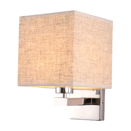 Beige/Flaxen/Coffee Cube Wall Light Nordic Style 1 Head Fabric Wall Mounted Light Fixture for Bedroom Beige Clearhalo 'Cast Iron' 'Glass' 'Industrial' 'Modern wall lights' 'Modern' 'Tiffany' 'Traditional wall lights' 'Wall Lamps & Sconces' 'Wall Lights' Lighting' 1972861