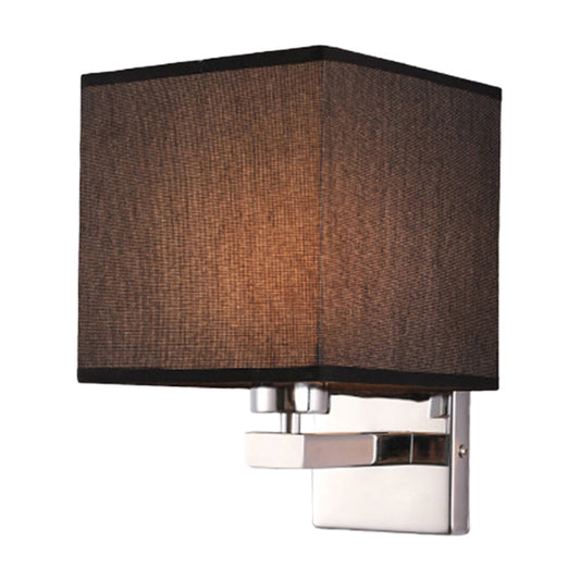 Beige/Flaxen/Coffee Cube Wall Light Nordic Style 1 Head Fabric Wall Mounted Light Fixture for Bedroom Black Clearhalo 'Cast Iron' 'Glass' 'Industrial' 'Modern wall lights' 'Modern' 'Tiffany' 'Traditional wall lights' 'Wall Lamps & Sconces' 'Wall Lights' Lighting' 1972863