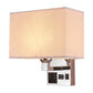 Rectangle Fabric Wall Light Simple Single White/Flaxen Wall Sconce with 3-Hole Socket and USB Charging Port Clearhalo 'Cast Iron' 'Glass' 'Industrial' 'Modern wall lights' 'Modern' 'Tiffany' 'Traditional wall lights' 'Wall Lamps & Sconces' 'Wall Lights' Lighting' 1972909