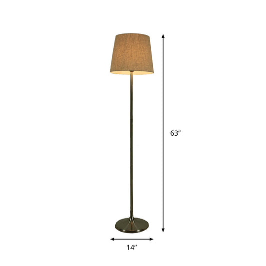 Fabric Empire Shade Floor Standing Light Minimalist 1 Head Living Room Floor Lamp in Nickel Clearhalo 'Floor Lamps' 'Lamps' Lighting' 1972925
