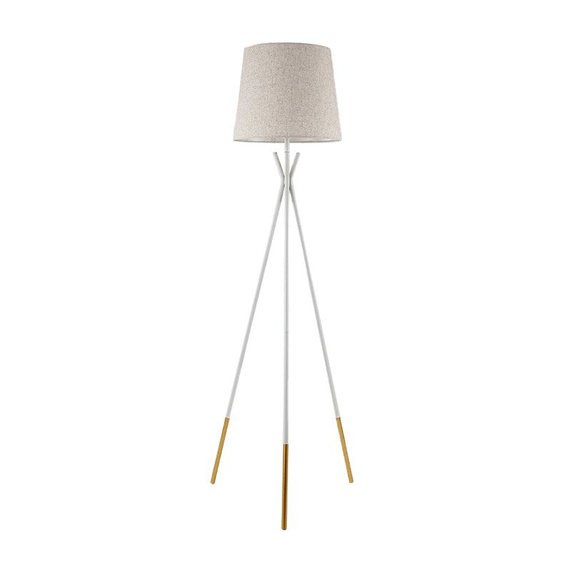 Black/White-Brass Tapered Floor Light Modern 1-Light Fabric Standing Floor Lamp with Tripod Clearhalo 'Floor Lamps' 'Lamps' Lighting' 1972931