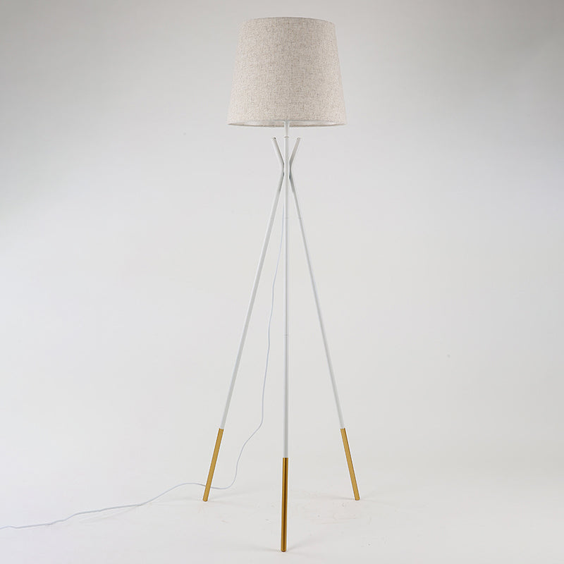Black/White-Brass Tapered Floor Light Modern 1-Light Fabric Standing Floor Lamp with Tripod Clearhalo 'Floor Lamps' 'Lamps' Lighting' 1972932
