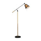 Tapered Floor Reading Lamp Nordic Fabric 1 Bulb Black/White and Wood Floor Light with Swing Arm Black B Clearhalo 'Floor Lamps' 'Lamps' Lighting' 1972933