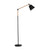 Tapered Floor Reading Lamp Nordic Fabric 1 Bulb Black/White and Wood Floor Light with Swing Arm Black A Clearhalo 'Floor Lamps' 'Lamps' Lighting' 1972939