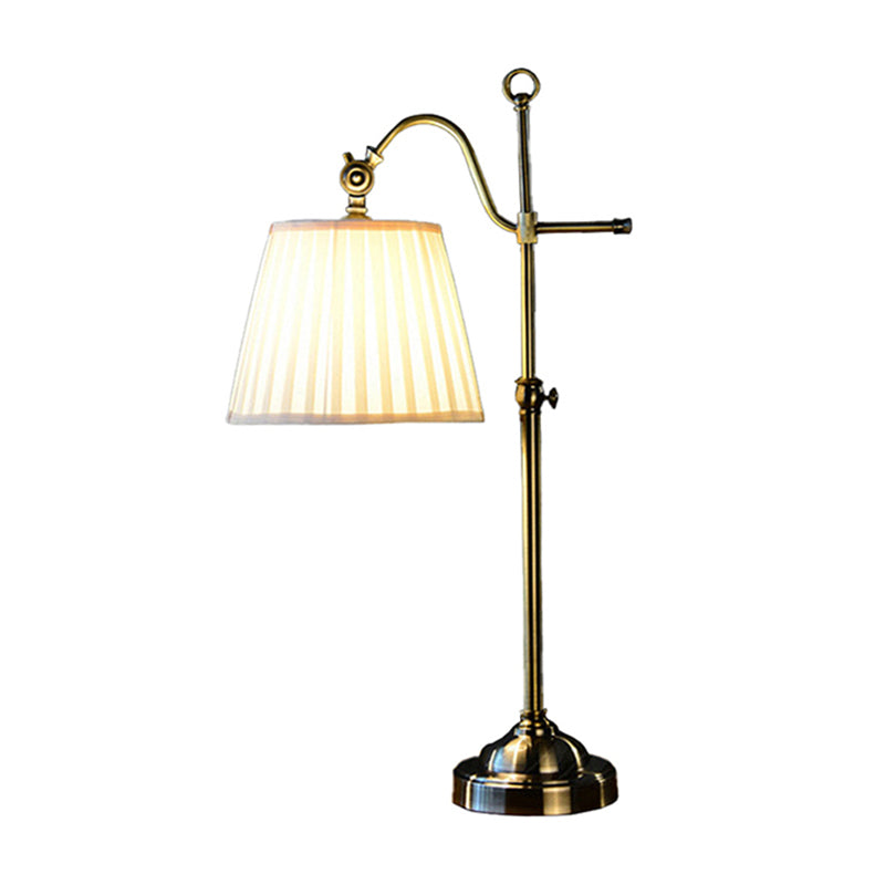 White Empire Shade Table Light Modern 1-Light Pleated Fabric Nightstand Lamp with Height Adjustable Design Clearhalo 'Lamps' 'Table Lamps' Lighting' 1972966