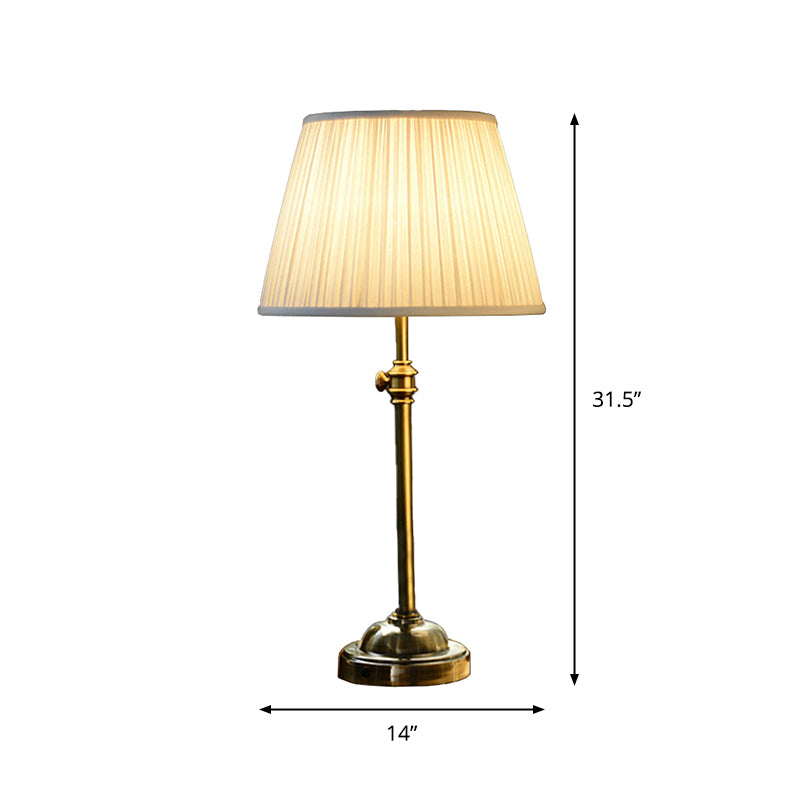 White Empire Shade Table Light Modern 1-Light Pleated Fabric Nightstand Lamp with Height Adjustable Design Clearhalo 'Lamps' 'Table Lamps' Lighting' 1972971