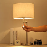 Fabric Drum Shaped Table Lighting Minimalist 1 Bulb White Night Stand Light with Swivelable Spotlight Clearhalo 'Lamps' 'Table Lamps' Lighting' 1972973
