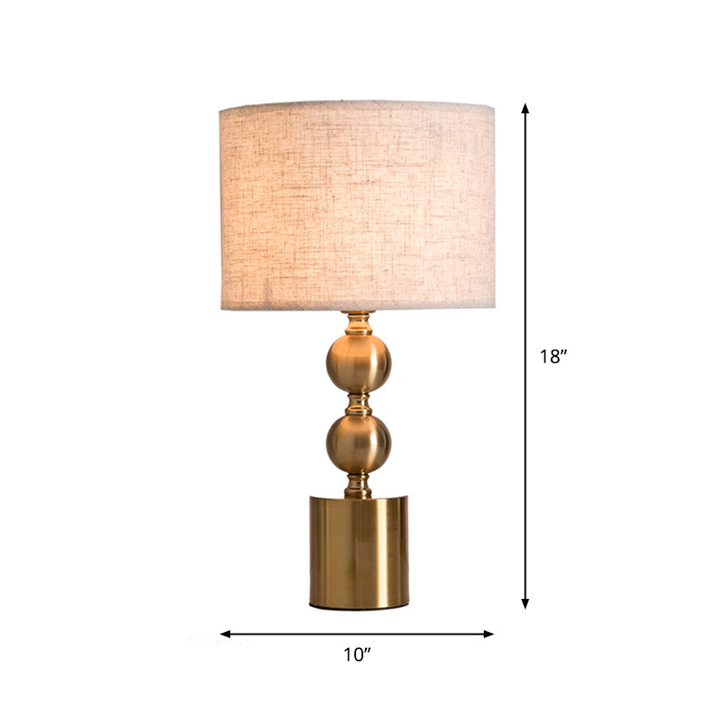 Fabric Cylindrical Night Light Postmodern Single Table Lamp with Gourd Base in Antiqued Gold Clearhalo 'Lamps' 'Table Lamps' Lighting' 1972986
