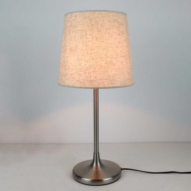 Single-Bulb Bedroom Table Light Simple Beige Nightstand Lamp with Tapered Fabric Shade Clearhalo 'Lamps' 'Table Lamps' Lighting' 1972988