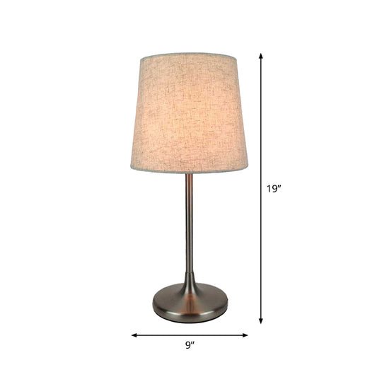 Single-Bulb Bedroom Table Light Simple Beige Nightstand Lamp with Tapered Fabric Shade Clearhalo 'Lamps' 'Table Lamps' Lighting' 1972989