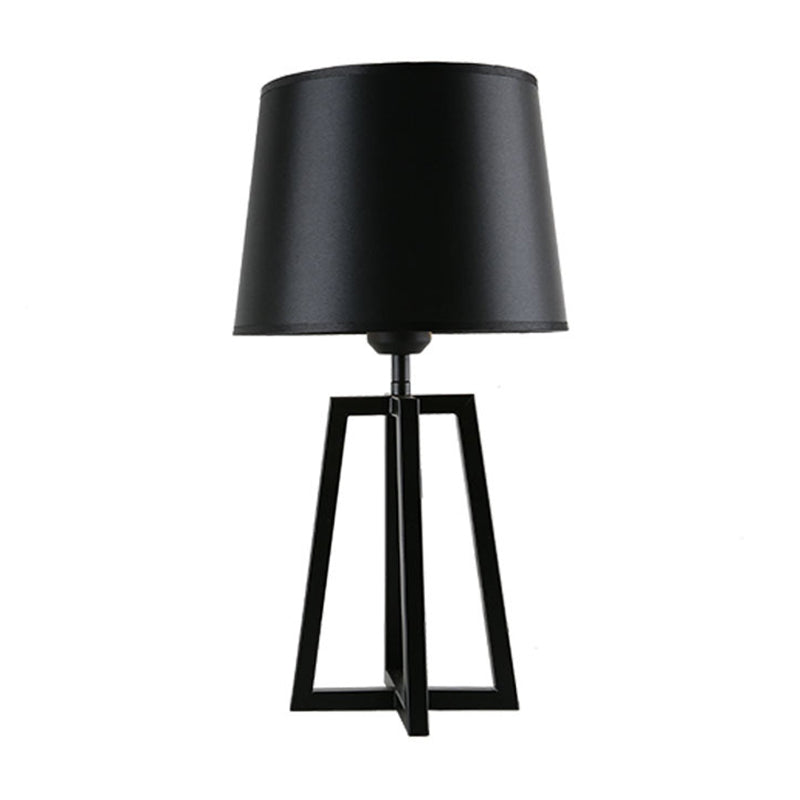 Tapered Shade Night Lamp Nordic 1 Head Black/White Table Stand Light with Trapezoid Stand Clearhalo 'Lamps' 'Table Lamps' Lighting' 1972996