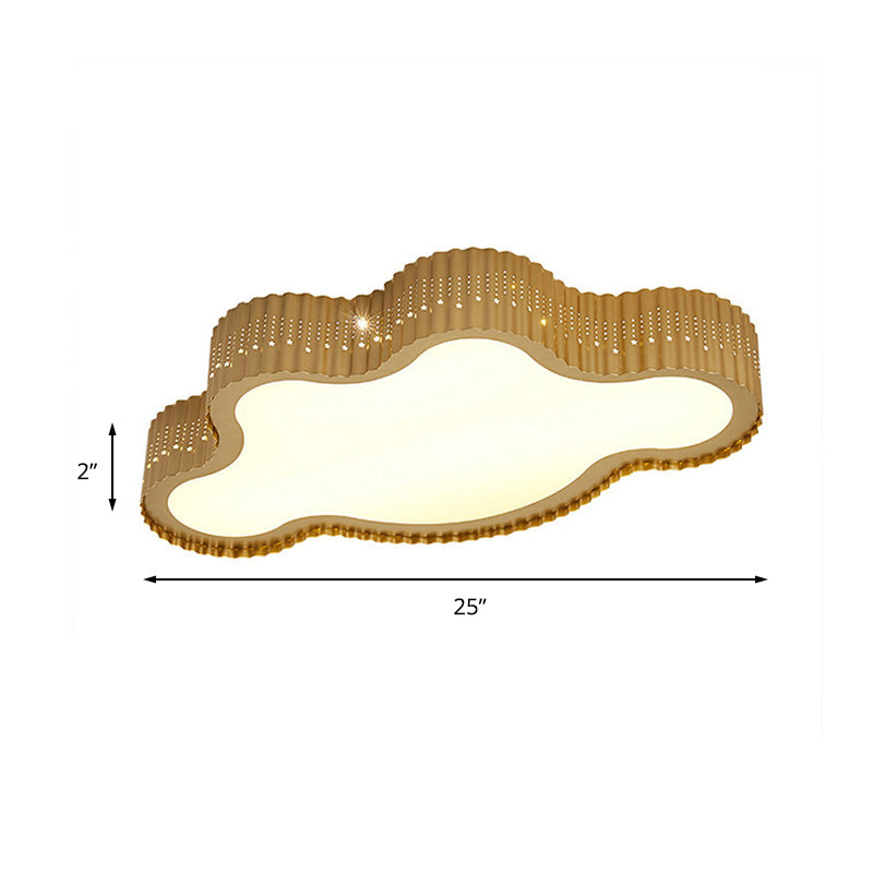 Kids Brown LED Flush Ceiling Light Scalloped Cloud Acrylic Ceiling Lamp for Kindergarten Clearhalo 'Ceiling Lights' 'Close To Ceiling Lights' 'Close to ceiling' 'Flush mount' Lighting' 197313