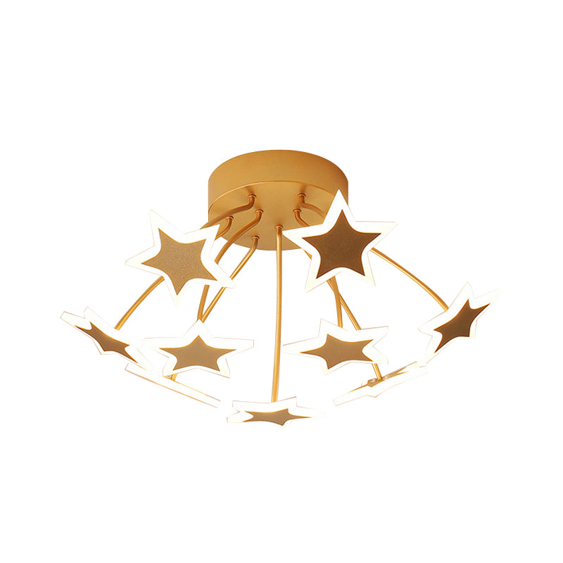 Acrylic Starry LED Semi Ceiling Mount Light Amusement Park Romantic Ceiling Lamp in Gold Clearhalo 'Ceiling Lights' 'Close To Ceiling Lights' 'Close to ceiling' 'Semi-flushmount' Lighting' 197365