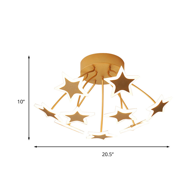 Acrylic Starry LED Semi Ceiling Mount Light Amusement Park Romantic Ceiling Lamp in Gold Clearhalo 'Ceiling Lights' 'Close To Ceiling Lights' 'Close to ceiling' 'Semi-flushmount' Lighting' 197366