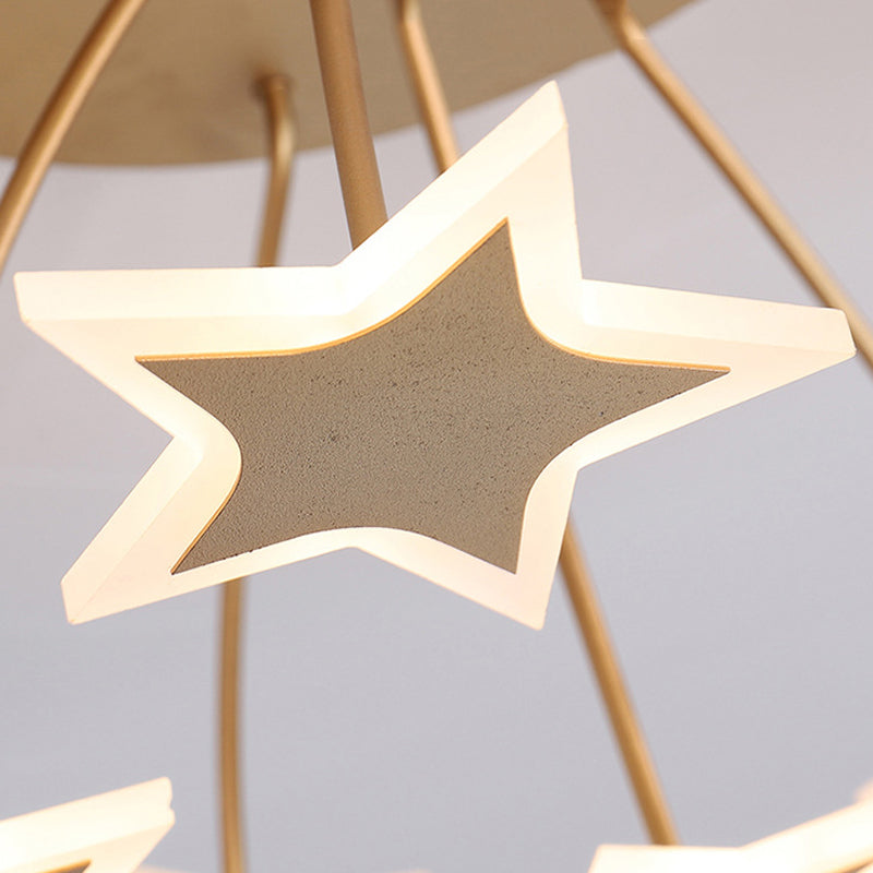 Acrylic Starry LED Semi Ceiling Mount Light Amusement Park Romantic Ceiling Lamp in Gold Clearhalo 'Ceiling Lights' 'Close To Ceiling Lights' 'Close to ceiling' 'Semi-flushmount' Lighting' 197367