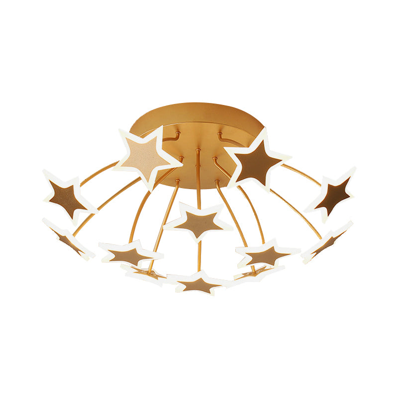 Acrylic Starry LED Semi Ceiling Mount Light Amusement Park Romantic Ceiling Lamp in Gold Clearhalo 'Ceiling Lights' 'Close To Ceiling Lights' 'Close to ceiling' 'Semi-flushmount' Lighting' 197370