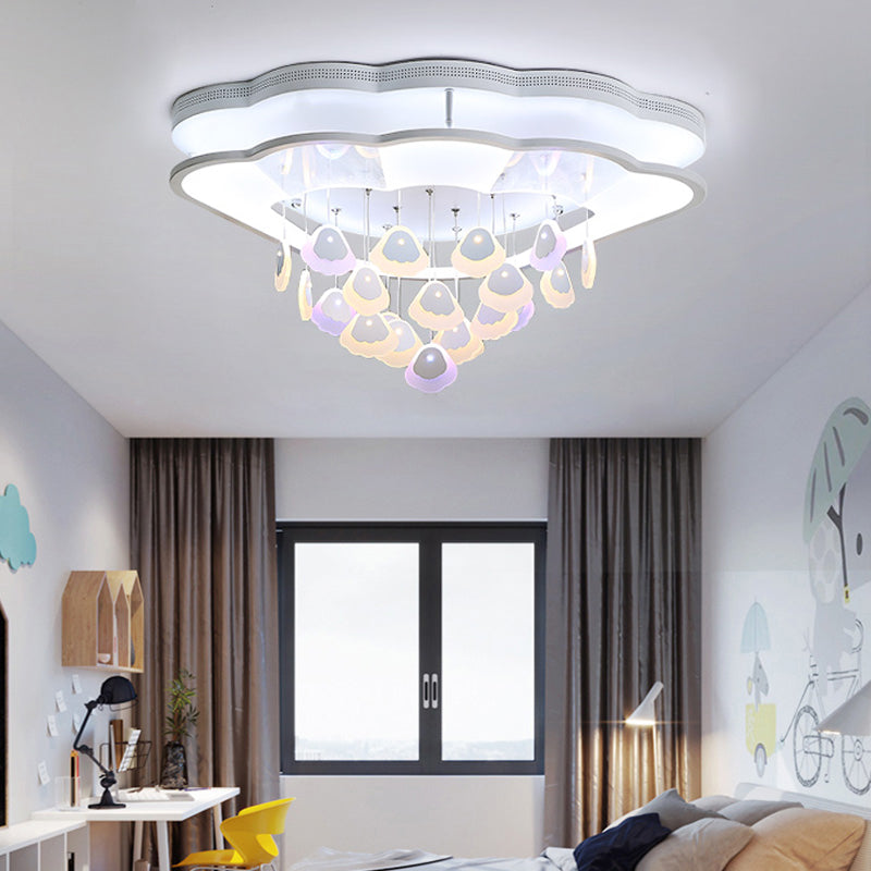 Modern Shell Shaped Ceiling Lamp Acrylic LED Semi Flush Ceiling Light in White for Kid Bedroom White 27" Clearhalo 'Ceiling Lights' 'Close To Ceiling Lights' 'Close to ceiling' 'Flush mount' Lighting' 197421