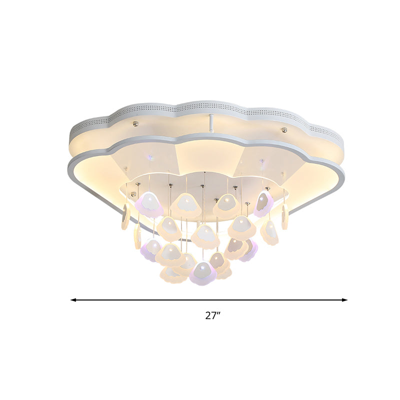 Modern Shell Shaped Ceiling Lamp Acrylic LED Semi Flush Ceiling Light in White for Kid Bedroom Clearhalo 'Ceiling Lights' 'Close To Ceiling Lights' 'Close to ceiling' 'Flush mount' Lighting' 197423