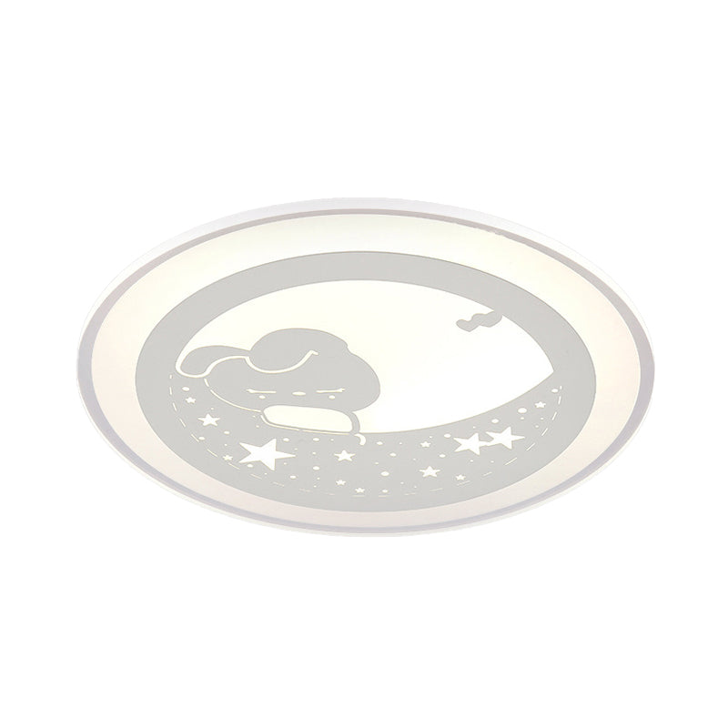 Starry Kindergarten LED Ceiling Lamp with Bunny Moon Acrylic Animal Ceiling Mount Light in White Clearhalo 'Ceiling Lights' 'Close To Ceiling Lights' 'Close to ceiling' 'Flush mount' Lighting' 197503