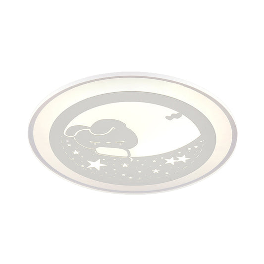 Starry Kindergarten LED Ceiling Lamp with Bunny Moon Acrylic Animal Ceiling Mount Light in White Clearhalo 'Ceiling Lights' 'Close To Ceiling Lights' 'Close to ceiling' 'Flush mount' Lighting' 197503