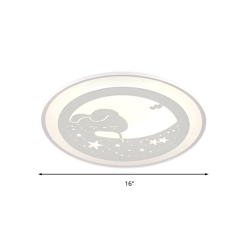 Starry Kindergarten LED Ceiling Lamp with Bunny Moon Acrylic Animal Ceiling Mount Light in White Clearhalo 'Ceiling Lights' 'Close To Ceiling Lights' 'Close to ceiling' 'Flush mount' Lighting' 197504